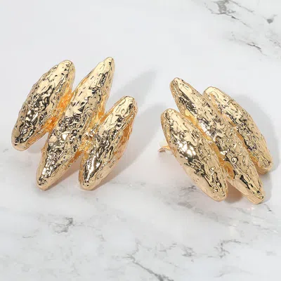 Fashnzfab Textured Sculptural Metal Clip On Earrings In Gold