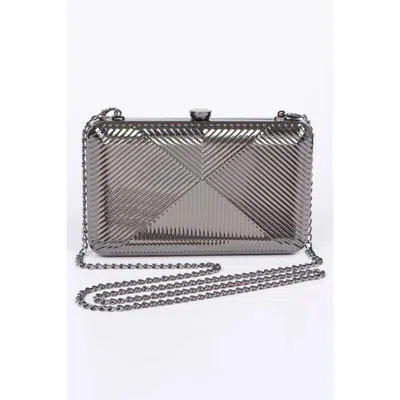Fashnzfab Textured Shiny Metal Box Clutch