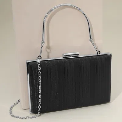 Fashnzfab Textured Sparkle Fabric Top Handle Clutch Bag / Evening Bag In Black