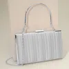 Fashnzfab Textured Sparkle Fabric Top Handle Clutch Bag / Evening Bag In Silver