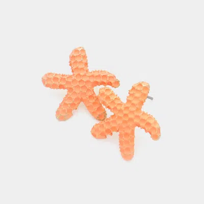 Fashnzfab Textured Starfish Stud Earrings In Pink