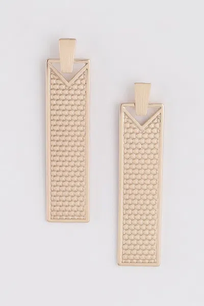Fashnzfab Textured Vertical Bar Earrings In Gold