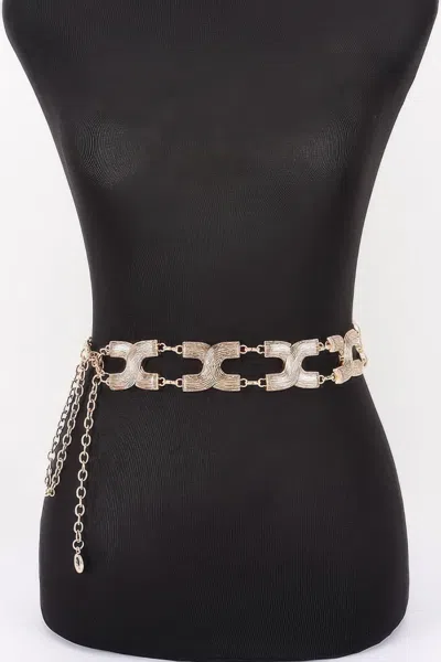 Fashnzfab Textured X-link Chain Plus Size Belt In Gold