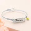 Fashnzfab Thank You Smile Charm Message Hook Bracelet Antique Silver In Multi