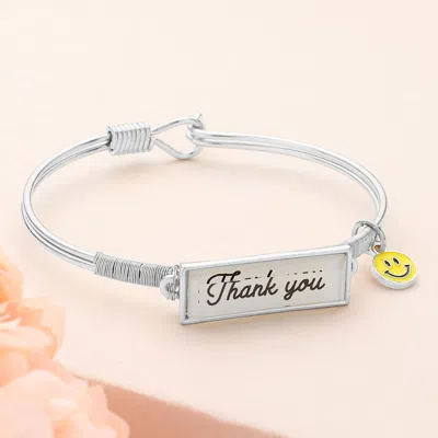 Fashnzfab Thank You Smile Charm Message Hook Bracelet Antique Silver In Multi