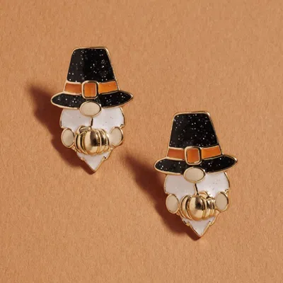 Fashnzfab Thanksgiving Gnome Stud Earrings In Gold