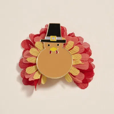 Fashnzfab Thanksgiving Turkey Pin Brooch In Red
