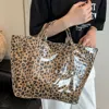 Fashnzfab The Bag Message Leopard Pattern Clear Finish Tote Bag In Multi