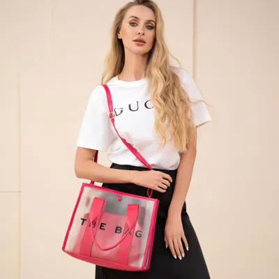 Fashnzfab The Bag Optic Transparent Structured Tote Crossbody Bag In Pink