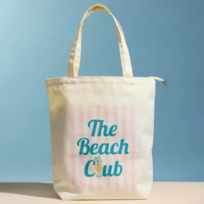 Fashnzfab The Beach Club Message Print Everyday Carry Tote Bag In Multi