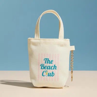 Fashnzfab The Beach Club Message Print Keychain Mini Tote Bag In Multi