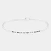 Fashnzfab The Best Is Yet To Come Brass Thin Metal Hook Bracelet Rhodium In Multi