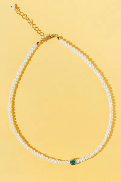 Fashnzfab The Bounty Pearl Necklace In Green