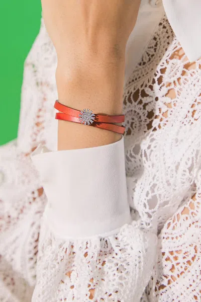 Fashnzfab The Daisy Never Take Off Bracelet In Red