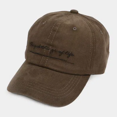 Fashnzfab The Good Things Of Life Corduroy Baseball Cap In Brown
