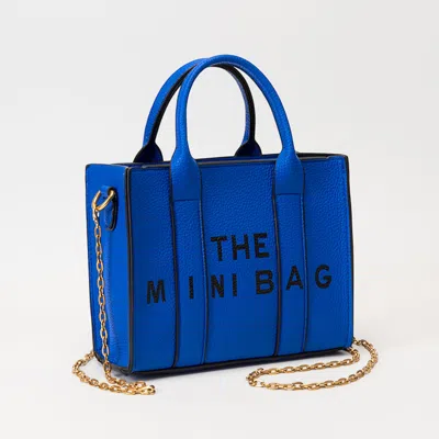 Fashnzfab The Mini Bag Faux Leather Small Crossbody Top Handle Handbag In Blue