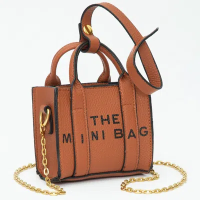 Fashnzfab The Mini Bag Message Pointed Faux Leather Bag Charm / Mini Bag / Crossbody Bag In Brown