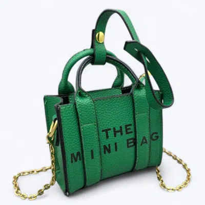 Fashnzfab The Mini Bag Message Pointed Faux Leather Bag Charm / Mini Bag / Crossbody Bag In Green