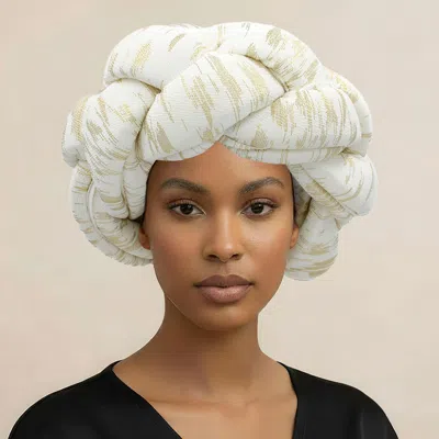 Fashnzfab Thick Knot Padded Braided Turban Hair Wrap In Sand