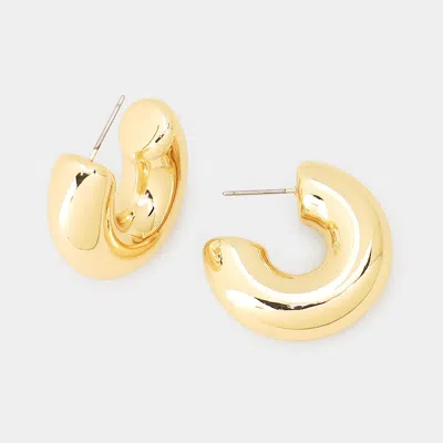 Fashnzfab Thick Metal Hoop Earrings - Gold