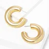 Fashnzfab Thick Metal Hoop Earrings - Matte Gold In Gold