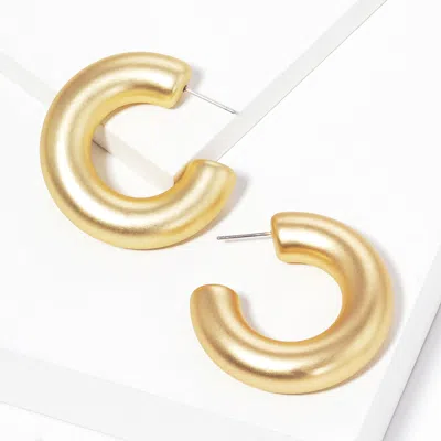 Fashnzfab Thick Metal Hoop Earrings - Matte Gold