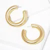 Fashnzfab Thick Metal Hoop Earrings - Matte Gold In Gold