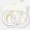 Fashnzfab Thick Metal Hoop Earrings - Matte Silver In Brown