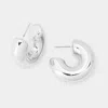 Fashnzfab Thick Metal Hoop Earrings - Rhodium In Silver