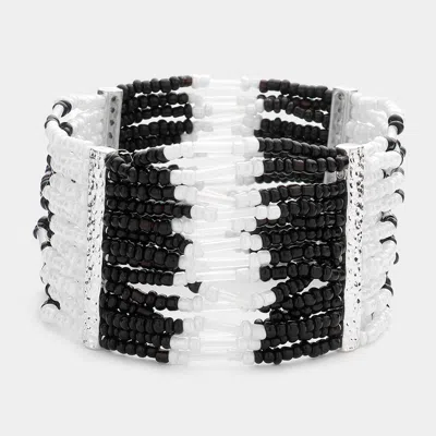 Fashnzfab Thick Seed Bead Stretch Bracelet In Multi