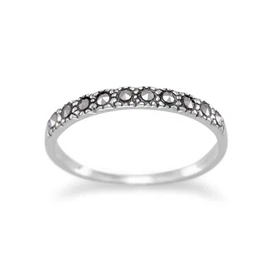 Fashnzfab Thin Marcasite Band In Silver