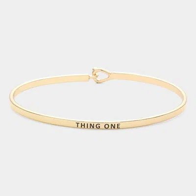 Fashnzfab Thing One Thin Brass Metal Hook Bracelet Gold
