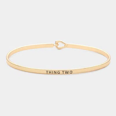 Fashnzfab Thing Two Thin Brass Metal Hook Bracelet Gold