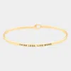 Fashnzfab Think Less, Live More Thin Metal Hook Bracelet Gold In Gold