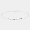 Fashnzfab Think Less, Live More Thin Metal Hook Bracelet Rhodium In Multi