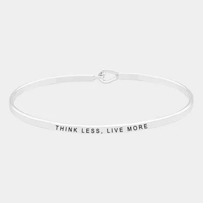 Fashnzfab Think Less, Live More Thin Metal Hook Bracelet Rhodium In Multi