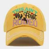 Fashnzfab This Ain't My First Rodeo Message Vintage Baseball Cap In Yellow
