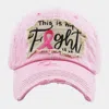 Fashnzfab This Is My Fight Hat Message Pink Ribbon Accented Vintage Baseball Cap In Pink