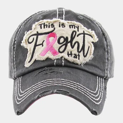 Fashnzfab This Is My Fight Hat Message Pink Ribbon Accented Vintage Baseball Cap In Black