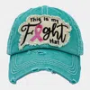 Fashnzfab This Is My Fight Hat Message Pink Ribbon Accented Vintage Baseball Cap In Blue