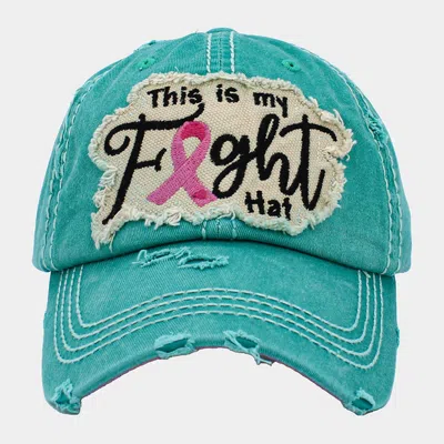 Fashnzfab This Is My Fight Hat Message Pink Ribbon Accented Vintage Baseball Cap In Blue
