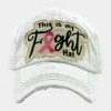 Fashnzfab This Is My Fight Hat Message Pink Ribbon Accented Vintage Baseball Cap In White