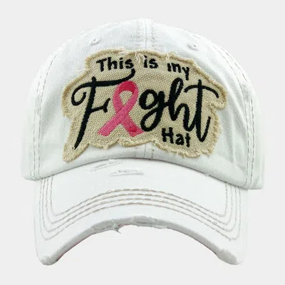 Fashnzfab This Is My Fight Hat Message Pink Ribbon Accented Vintage Baseball Cap In White