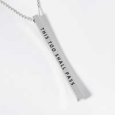 Fashnzfab This Too Shall Pass Brass Metal Bar Pendant Necklace In Metallic
