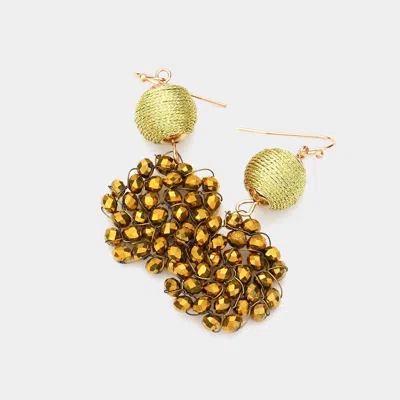 Fashnzfab Thread Ball Beaded Disc Earrings - Gold