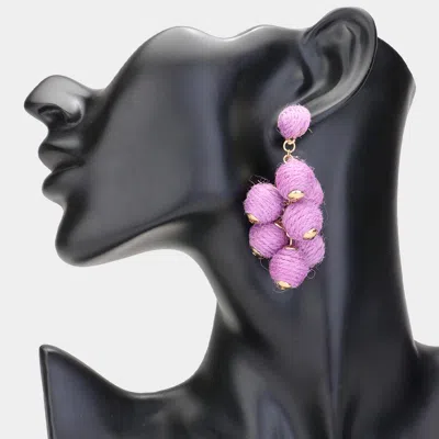 Fashnzfab Thread Ball Cluster Vine Dangle Earrings - Gold, Lavender In Purple