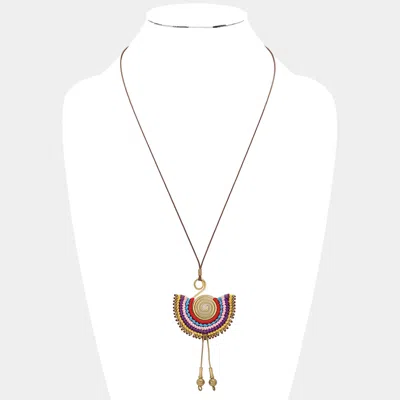 Fashnzfab Thread Coiled Fan Swirl Metal Wire Drop Necklace In Gold