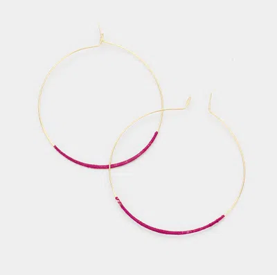 Fashnzfab Thread Wrapped Hoop Earrings In Pink