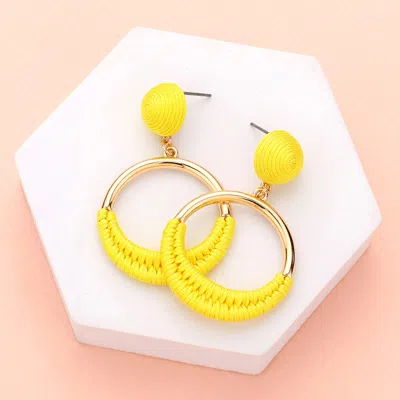 Fashnzfab Thread Wrapped Open Circle Dangle Earrings In Multi