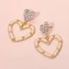 Fashnzfab Thread Wrapped Open Heart Drop Dangle Earrings In Silver